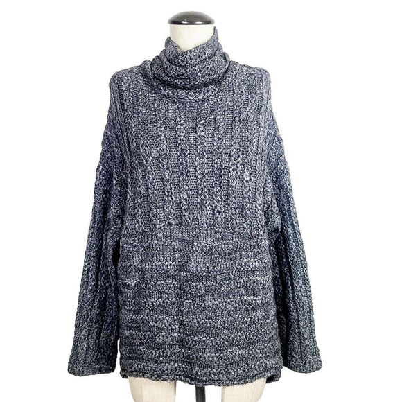 Crossley Womens Wool Chunky Knit Sweater M Alpaca Blend Turtleneck Pullover Gray - Picture 1 of 10